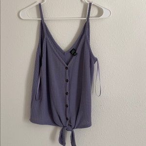 Purple knit button up top